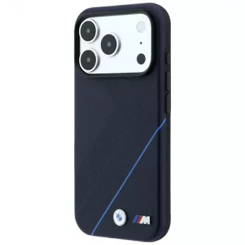 Coque MagSafe BMW M Tire Track Blue Line pour iPhone 18 Pro / 17 Pro, bleu marine