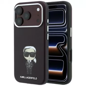 Coque MagSafe Karl Lagerfeld Smooth Ikonik Sketch pour iPhone 18 Pro Max / 17 Pro Max, bordeaux