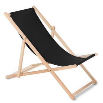 GreenBlue GB183 Beech Wood Deckchair, 3 Backrest Positions, Black