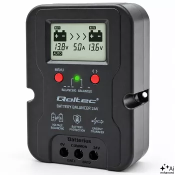 Équilibreur de tension Qoltec 24 V pour 2 batteries 12 V | 5 A | AGM GEL LiFePO4 | LCD