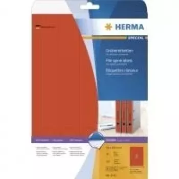 Étiquettes de dossier permanentes spéciales HERMA, papier mat opaque, rouge, 38 x 297 mm, 100 pièces (20 feuilles x 5)