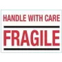 Étiquettes de signalisation HANDLE WITH CARE / FRAGILE rillprint, adhésif permanent, blanc/rouge
