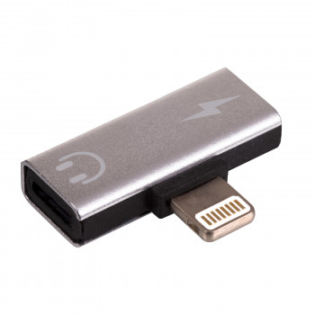 Adaptateur Akyga AK-AD-64 Lightning (m) vers 2x Lightning (f), argenté