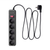 Akyga AK-SP-06B Surge Protector Power Strip, 5x Schuko Sockets CEE 7/3 (Type F), Switch, 3 m, Black