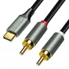 Câble USB 2.0 Type-C vers 2x RCA LogiLink CUA0140, audio stéréo, aluminium, noir/argent, 1 m