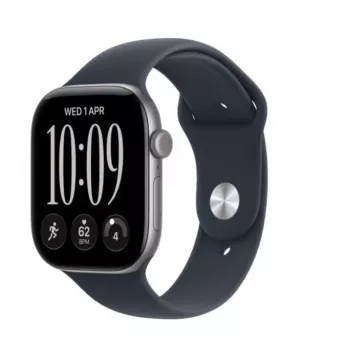 Montre connectée Apple Watch Series 12, GPS, 46 mm, boîtier en aluminium gris sidéral, bracelet Sport bleu marine, S/M