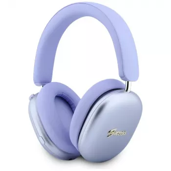 Casque Bluetooth supra-auriculaire Guess GUE005825, Metallic Effect Metal Script Logo, ENC, violet