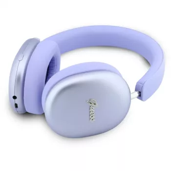 Casque Bluetooth supra-auriculaire Guess GUE005825, Metallic Effect Metal Script Logo, ENC, violet
