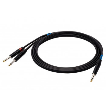 SSQ JSJM1 SS-1452 audio cable, stereo jack to 2x mono jack, 1 m, black