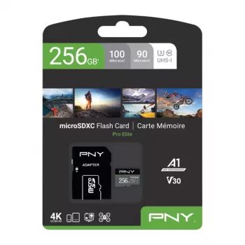 Carte mémoire microSDXC PNY PRO Elite P-SDU256V31100PRO-GE, 256 Go, UHS-I U3, A1, V30, avec adaptateur SD