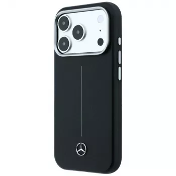 Étui MagSafe Mercedes Leather Semi Wrap Iconic Line pour iPhone 18 Pro / 17 Pro, noir