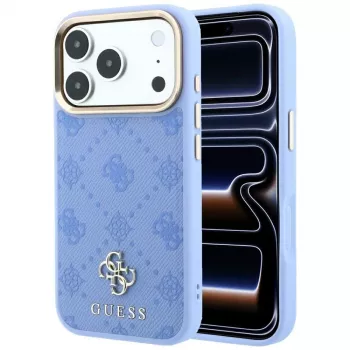 Étui pour smartphone MagSafe Guess Peony 4G Small Logo pour iPhone 18 Pro / 17 Pro, bleu clair