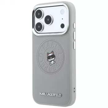 Coque MagSafe Karl Lagerfeld KF003302 Point & Choupette Sketch pour iPhone 18 Pro Max / 17 Pro Max, grise