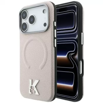 Coque MagSafe Karl Lagerfeld Grained Embossed Ring & Kameo Logo pour iPhone 18 Pro Max / 17 Pro Max, beige