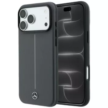 Mercedes Leather Semi Wrap with Iconic Line MagSafe case for iPhone 18 Pro Max / 17 Pro Max, anthracite