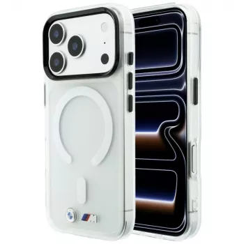 Coque BMW M IML Frosted Metal Logo & Trims, MagSafe, pour iPhone 18 Pro / 17 Pro, transparente