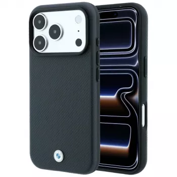 Coque BMW Sign Kevlar Metal Logo MagSafe pour iPhone 18 Pro Max / 17 Pro Max, anthracite