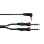 Adaptateur audio en Y Cordial 14868, 1x jack 3,5 mm mâle vers 2x jack 6,3 mm mâle (mono), 3 m, noir