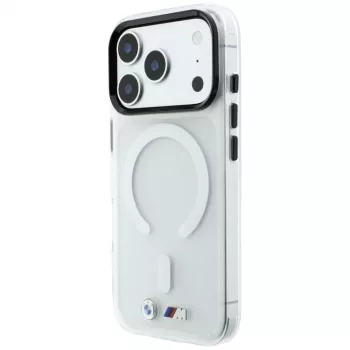 Coque MagSafe BMW M IML Frosted Metal Logo & Trims pour iPhone 18 Pro Max / 17 Pro Max, transparente