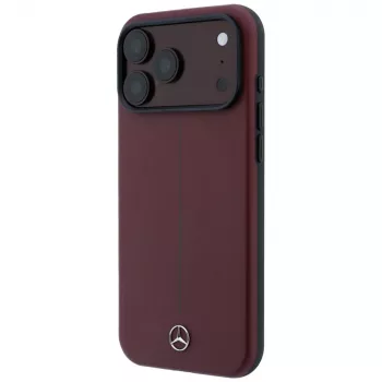 Mercedes Mer008834 coque MagSafe Leather Semi Wrap Iconic Line pour iPhone 18 Pro / 17 Pro, bordeaux