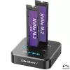 Qoltec 52633 station d'accueil double SSD M.2 NVMe, PCIe, 2 x 8 To, USB-C 3.2, 10 Gb/s, clonage hors ligne