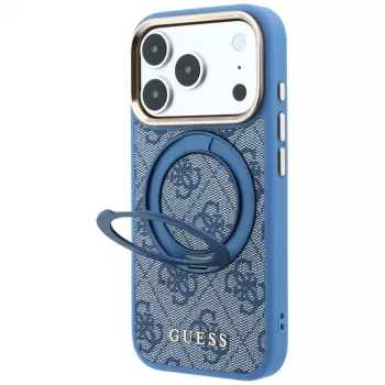 Coque MagSafe Guess GUE005696 Ring Stand 360 4G Classic Logo pour iPhone 18 Pro Max / 17 Pro Max, bleu