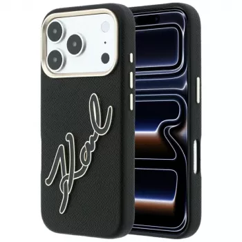 Coque Karl Lagerfeld KF003311 Smooth Big Resin Signature Logo pour iPhone 18 Pro / 17 Pro, noir