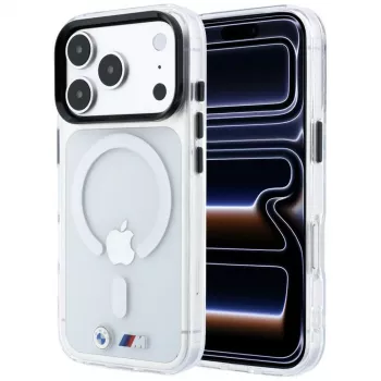 Coque MagSafe BMW M IML Glossy Metal Logo & Trims pour iPhone 18 Pro Max / 17 Pro Max, transparent