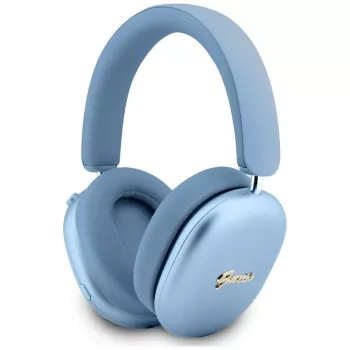 Casque Guess Metallic Effect Metal Script Logo, Bluetooth, ENC, bleu