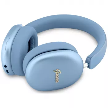 Casque Guess Metallic Effect Metal Script Logo, Bluetooth, ENC, bleu