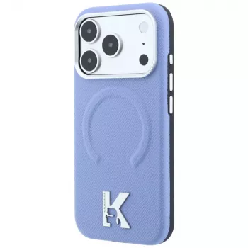 Coque MagSafe Karl Lagerfeld KF003259 Grained Embossed Ring & Kameo Logo pour iPhone 18 Pro / 17 Pro, bleu clair
