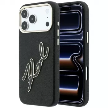 Coque Karl Lagerfeld KF003312 Smooth Big Resin Signature Logo pour iPhone 18 Pro Max / 17 Pro Max, noire