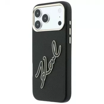 Coque Karl Lagerfeld KF003312 Smooth Big Resin Signature Logo pour iPhone 18 Pro Max / 17 Pro Max, noire