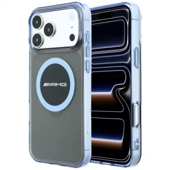 Mercedes AMG00121 AMG IML Transparent Bicolor Block MagSafe case for iPhone 18 Pro Max / 17 Pro Max, black/blue