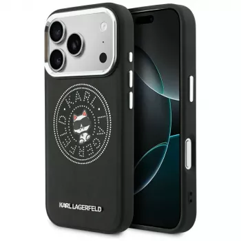Coque MagSafe Karl Lagerfeld KF003296 Point & Choupette Sketch pour iPhone 18 Pro Max / 17 Pro Max, noire
