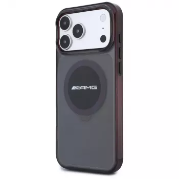Coque MagSafe Mercedes AMG00130 AMG IML Transparent Bicolor Block pour iPhone 18 Pro Max / 17 Pro Max, noire/bordeaux