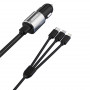 Chargeur de voiture Dudao R5ProN avec câble 3 en 1 intégré (Lightning / USB-C / micro USB), 3,4 A, 1 m, noir