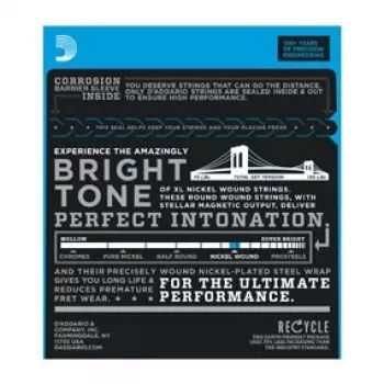Cordes pour guitare électrique D'Addario EXL125 XL Nickel Round Wound, 9-46