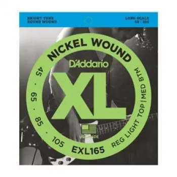 Cordes pour guitare basse D'Addario EXL165, Regular Light 45–105