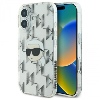 Coque rigide IML Karl Head Electroplated Karl Lagerfeld pour Apple iPhone 16, transparente