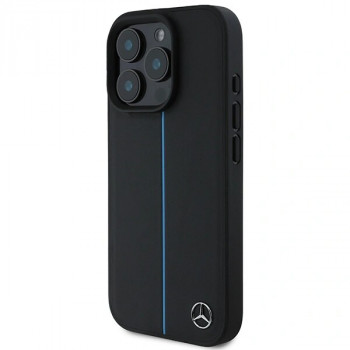 Mercedes MEHMP16L23RURBK Apple iPhone 16 Pro hardcase MB Blue Line Leather MagSafe, black