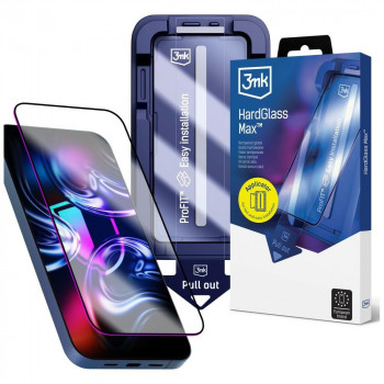 Verre de protection d'écran trempé 3MK HardGlass Max Apple iPhone 17 Pro / 18 Pro, noir