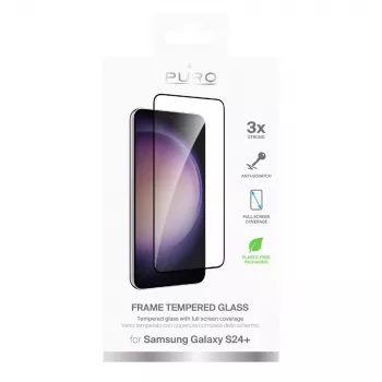 Verre trempé PURO Frame avec cadre noir pour Samsung Galaxy S25+ / S24+