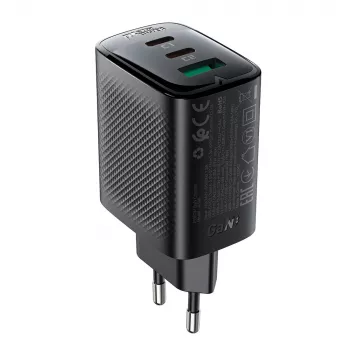 Acefast A108 GaN PD 67W Wall Charger, 2x USB-C, 1x USB-A, Black