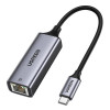 Adaptateur réseau Ethernet Gigabit Ugreen CM199 USB-C vers RJ45, 1000 Mbps, gris