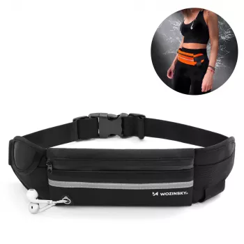 Ceinture de running extensible avec sacoche banane Wozinsky WRBBK1, noir