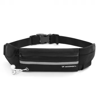 Ceinture de running extensible avec sacoche banane Wozinsky WRBBK1, noir