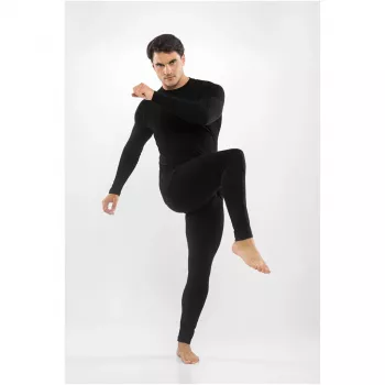 Ensemble sous-vêtements techniques en mérinos Viking Meriboo Man Set pour homme, noir, L