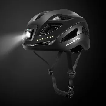 Rockbros ZK-077 Bike Helmet with Integrated Multi-Directional Lighting 57–61 cm, Black
