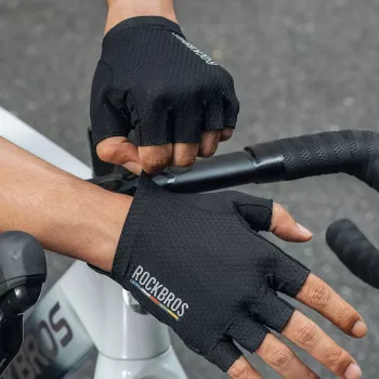 Gants de cyclisme courts amortissants Rockbros TLS004 ROAD TO SKY M, noir